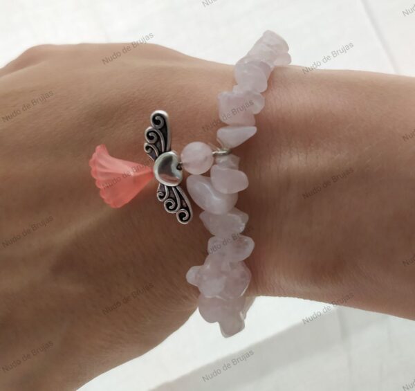 pulsera amuleto de cuarzo rosa