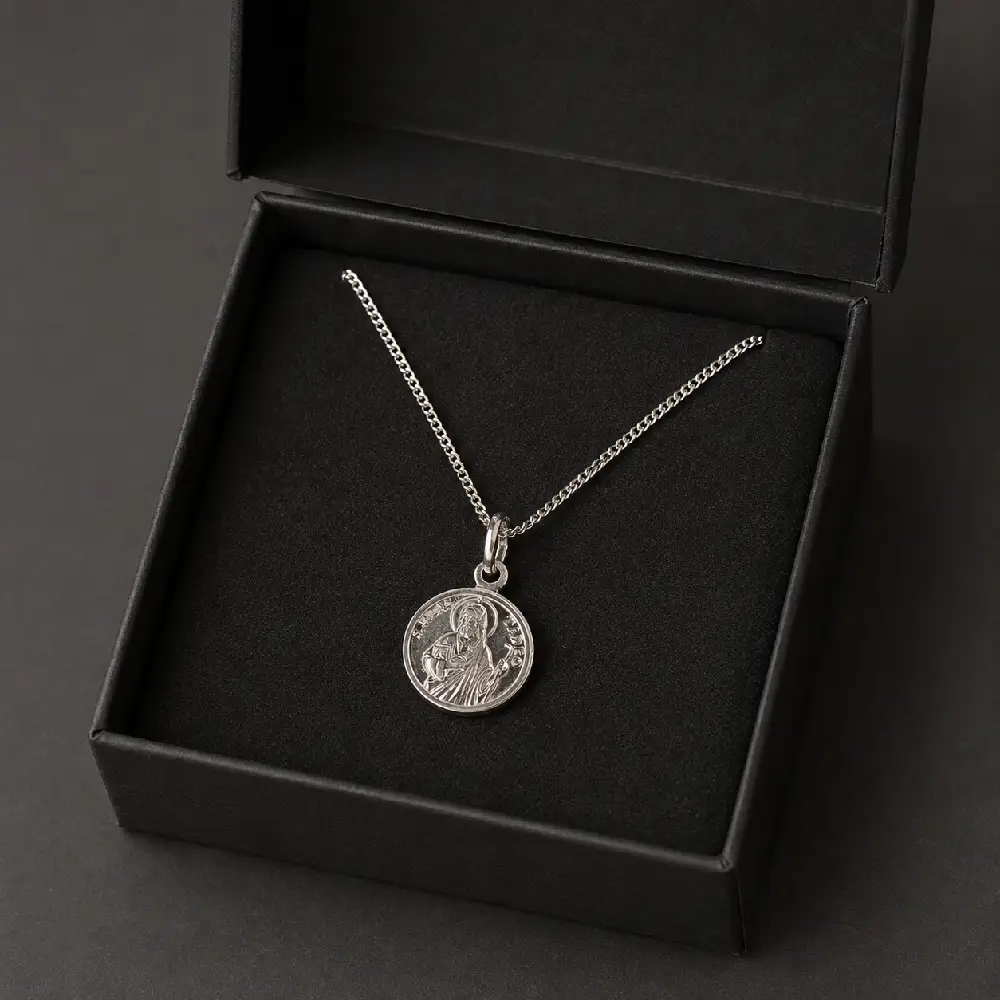 Amuleto San Judas Tadeo de Plata de Ley para Protección y Causas Difíciles 1 Amuleto San Judas Tadeo Colgante