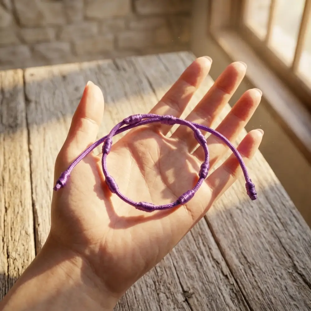 Pulsera de 7 Nudos Morada para Cambios Positivos 1 Pulsera 7 Nudos Morada Cambios Positivos